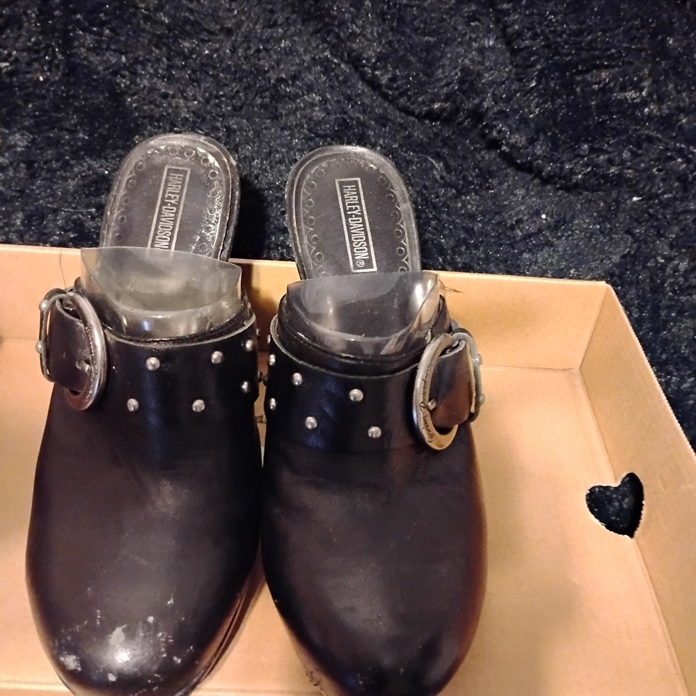 Harley-Davidson Women's Black Leather Mules